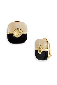 Tory Burch Split Plate Logo Clip Earrings - Lyst