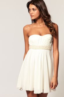 ASOS Collection Asos Mesh Bandeau Dress with Pearl Waist Trim - Lyst