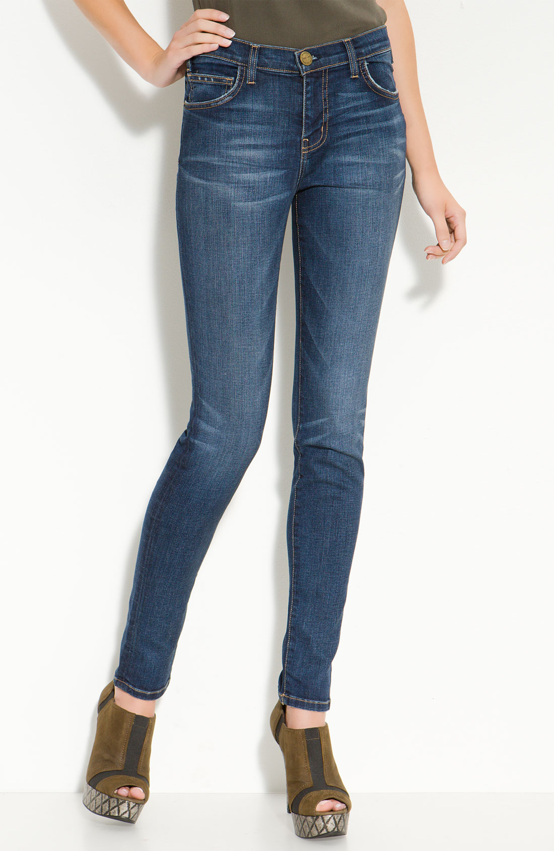 Current/elliott High Waist Skinny Stretch Jeans (townie Wash) in Blue