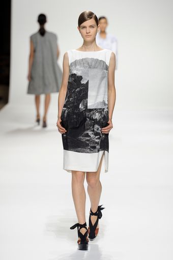 Dries Van Noten Spring 2012 Landscape Print Dress In Grayscale - Lyst