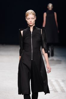 Gareth Pugh Spring 2012 Black Long Zipped Cut Out Coat With High Collar - Lyst