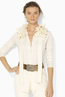Ralph Lauren Blue Label Ruffled Cardigan - Lyst