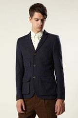 Topman Navy Bellow Pocket Skinny Blazer