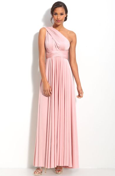 Twobirds Bridesmaid Convertible Jersey Gown in Pink (petal) - Lyst