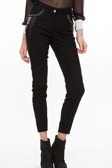 Yigal Azrouel Leather Detail Pants in Jet - Lyst