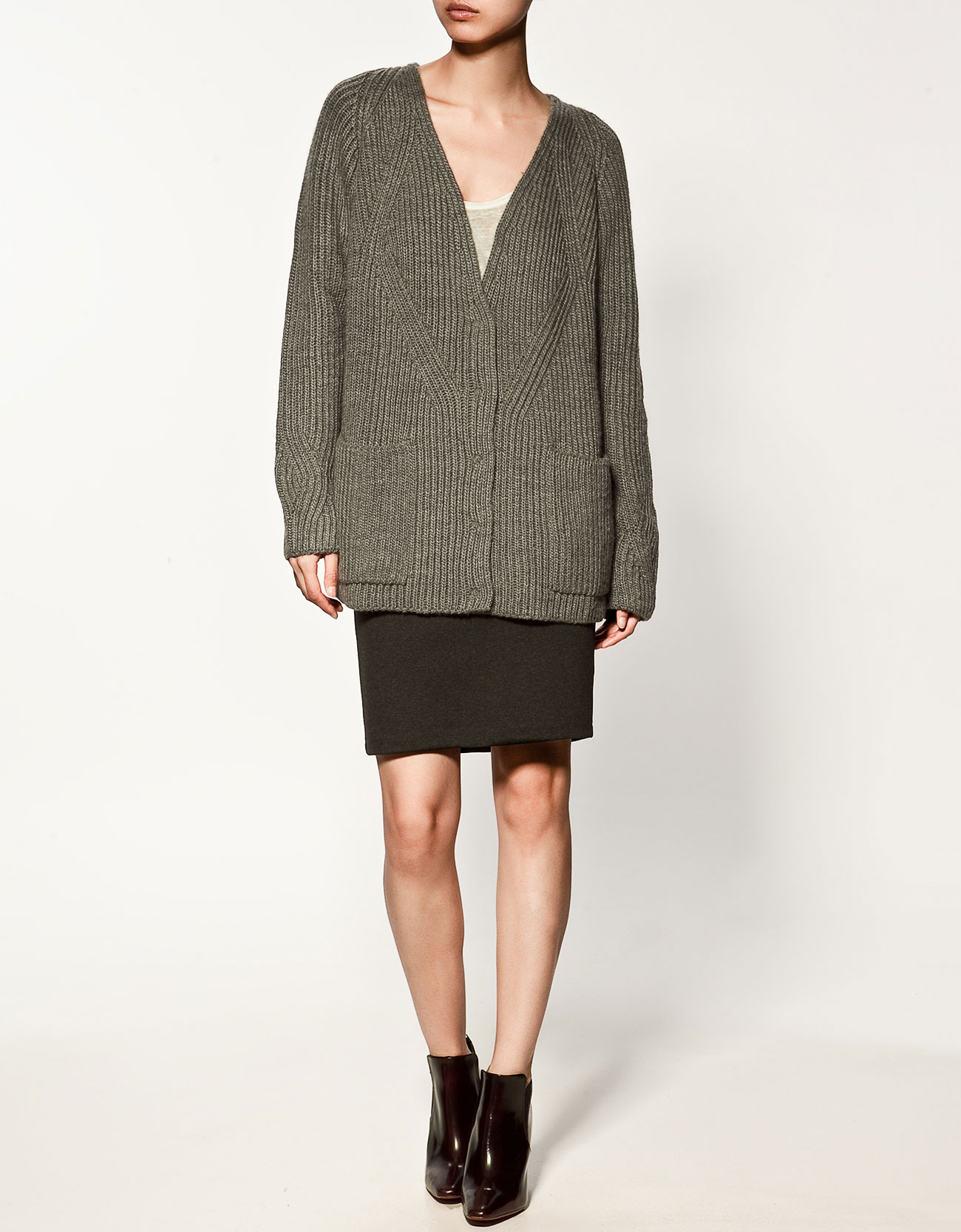 Zara Long Cardigan in Gray (grey) Lyst