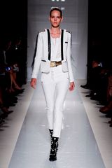 Balmain Spring 2012 Skintight High Waisted Cropped Pants In White 
