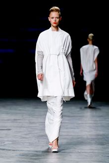 Rick Owens Spring 2012 Bright White Square-Neck Gathered-Waist Cape  - Lyst