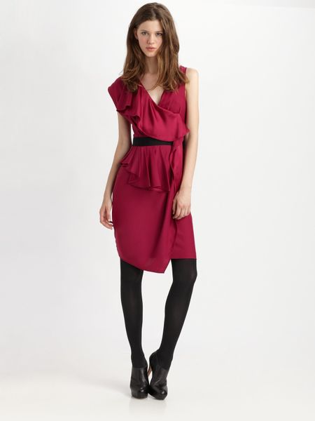 Cynthia Steffe Dallas Silk Fauxwrap Dress in Purple (magenta) - Lyst
