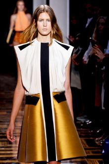Balenciaga Spring 2012 Color-Block Sleeveless Knee Lenght Dress with Accentuated Shoulders - Lyst