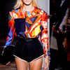 Balenciaga Spring 2012 Multicolour Silk Printed Blouse With Oversized Patch Pocket And Exaggerated Shoulders in Multicolor (blue, orange, red, white, yellow) - Lyst