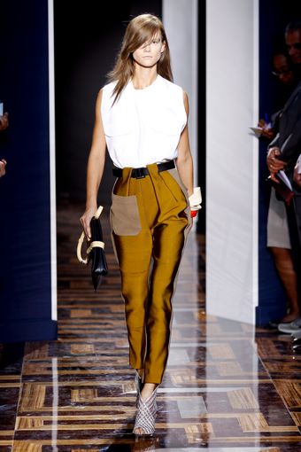 Balenciaga Spring 2012 Green Shimmering High Waist Pants With One Oversized Pocket Detail - Lyst