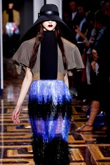 Balenciaga Spring 2012 Pleated Block Colour Short Sleeve Blouse With Exaggerated Shoulders  - Lyst