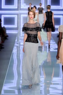 Dior Spring 2012 Sheer Grace Kelly Dress with Lace Trim Bust and Mid-riff - Lyst