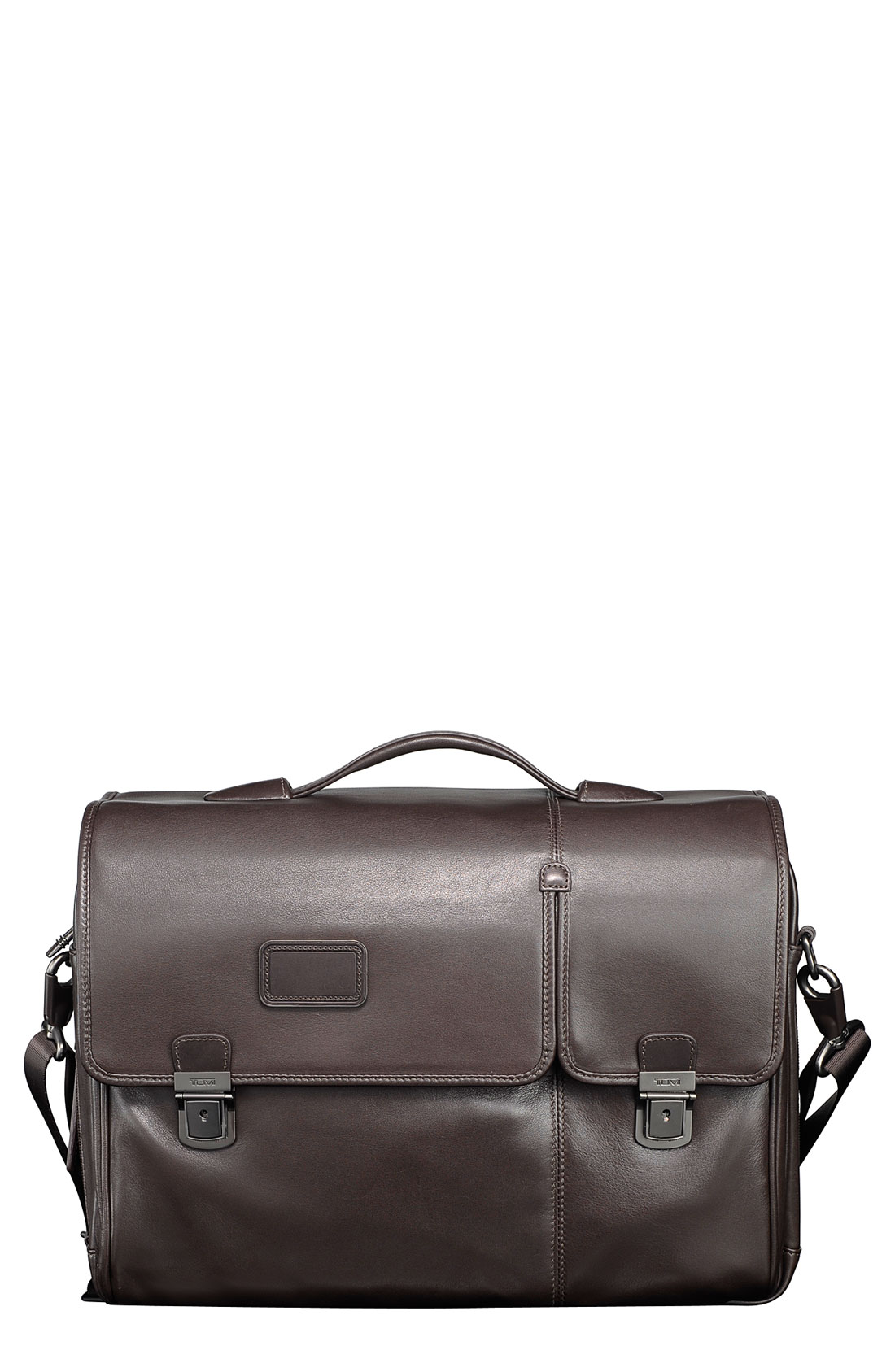 Tumi Alpha Expandable Leather Briefcase in Brown for Men | Lyst