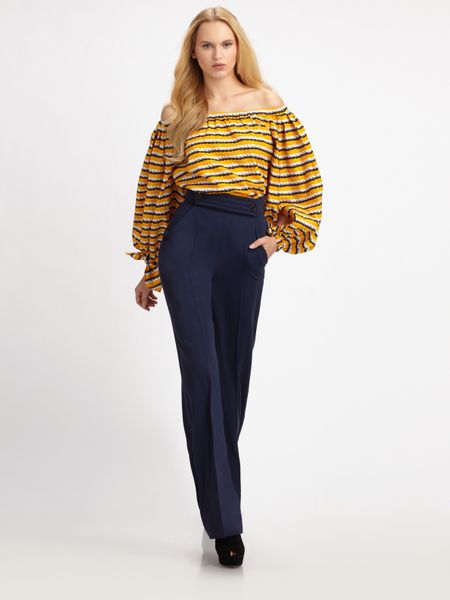 Yves Saint Laurent Offtheshoulder Cotton Blouse in Yellow (black) - Lyst