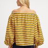 Yves Saint Laurent Offtheshoulder Cotton Blouse in Yellow (black) - Lyst