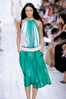 Chloé Spring 2012 Sheer Pleated Skirt with Belt - Lyst