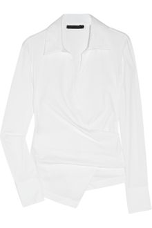 Donna Karan New York Stretch Cotton-blend Wrap Shirt - Lyst
