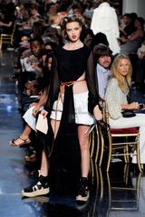 Jean Paul Gaultier Spring 2012 Sheer Black Bell Sleeve Blouse With Flowing Front Detail  