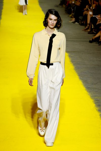 Sonia Rykiel Spring 2012 White Wide Leg Tailored Pants  in White - Lyst