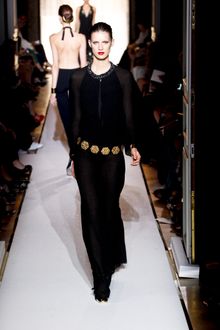 Yves Saint Laurent Spring 2012 Black Caped Evening Gown With Crystal Trimmed Neck - Lyst
