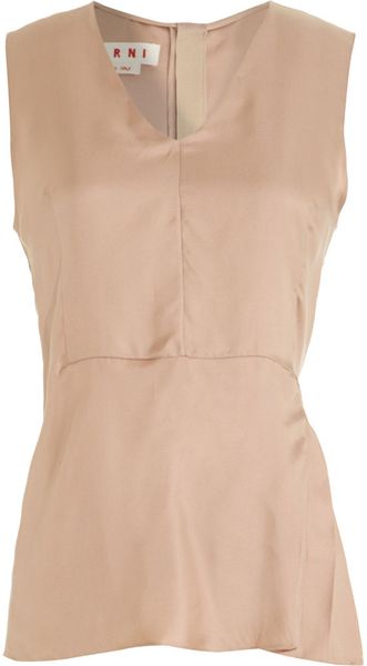 Marni Side Pleat Blouse in Beige (tan) - Lyst