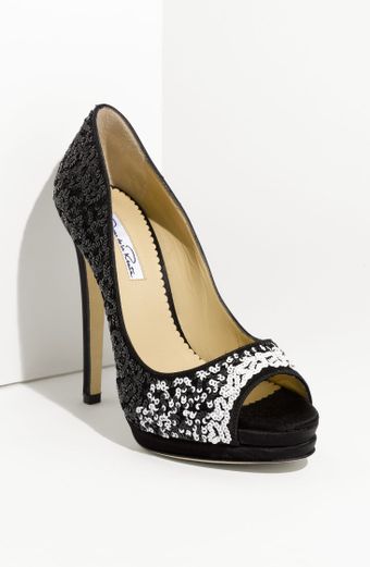 Oscar de la Renta Satin Sequin Pump - Lyst