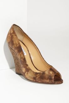 Oscar de la Renta Peep Toe Wedge Pump - Lyst