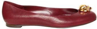 Alexander McQueen Gold Metal Skull Leather Flats - Lyst