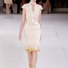 Alexander Mcqueen Spring 2012 Beige Scallop Neck Plisse Dress With Gold Splattered Hem  in Beige (gold, natural) - Lyst