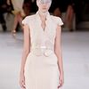 Alexander Mcqueen Spring 2012 Beige Scallop Neck Plisse Dress With Gold Splattered Hem  in Beige (gold, natural) - Lyst