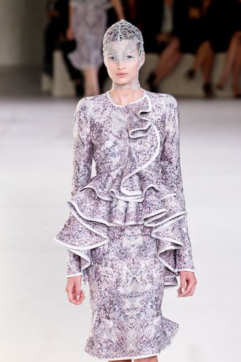 Alexander McQueen Spring 2012 Asymmetric Ruffled Silk Jacket  - Lyst