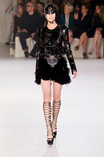 Alexander McQueen Spring 2012 Black Knee Lenght Wedge Sandals - Lyst