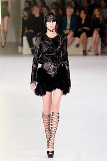 Alexander McQueen Spring 2012 Black Cut Out Shiny Leather Dress With Ruffle Bottom - Lyst