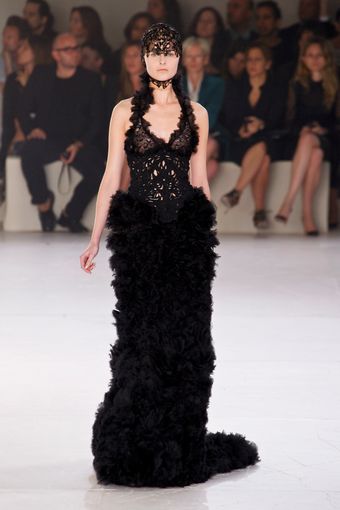 Alexander McQueen Spring 2012 Black Cut Out Embellished Gown With Mille-Feuille Skirt  - Lyst