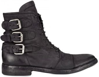 BB Bruno Bordese Belted Waxed Calfskin Boots - Lyst