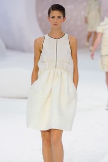 Chanel Spring 2012 White Shimmering Sleeveless Dress with Black Trimmed Top And Perl Details - Lyst