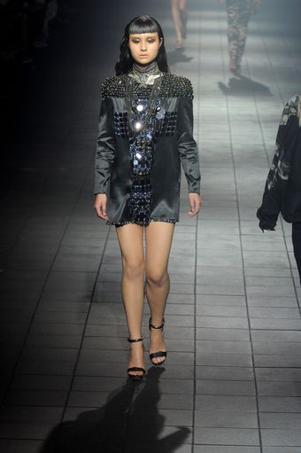 Lanvin Spring 2012 Black Long Sleeve Gem Encrusted Mini Dress - Lyst