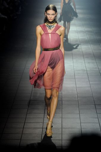Lanvin Spring 2012 Pink Sheer Sleeveless Knee Lenght Dress - Lyst