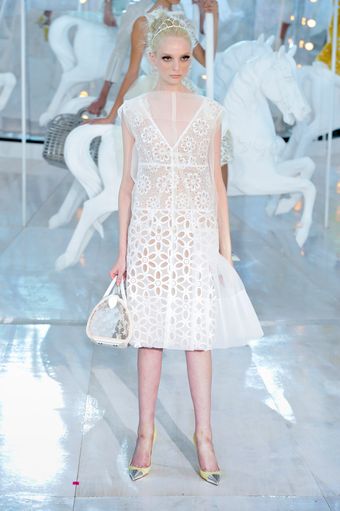 Louis Vuitton Spring 2012 Laser Cut Out Broderie Anglaise Knee Lenght Dress with Silk Sheer Layer - Lyst