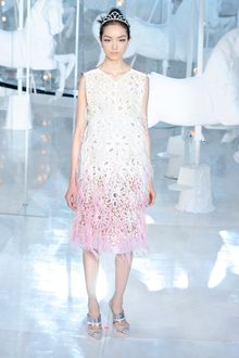 Louis Vuitton Spring 2012 Broderie Anglaise Feather Dress - Lyst