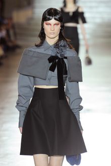 Miu Miu Spring 2012 Cropped Shirt with Rosettes and Exaggerated Sleeves - Lyst