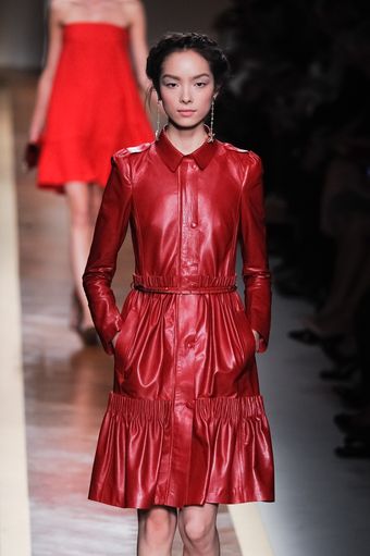 Valentino Spring 2012 Leather Trench With Ruffled Tiers - Lyst