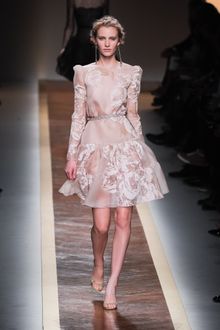 Valentino Spring 2012 Sheer Long Sleeve Floral Print Evening Dress With Ruffle Detail - Lyst
