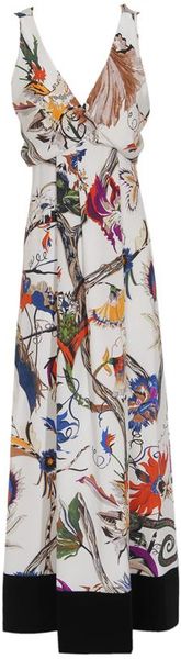 Floral Printed Techno-silk Dress with Cover-up 