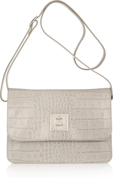Dkny Crocodileeffect Leather Shoulder Bag in Beige (gray)