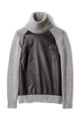 Joseph Knit & Leather Roll Neck