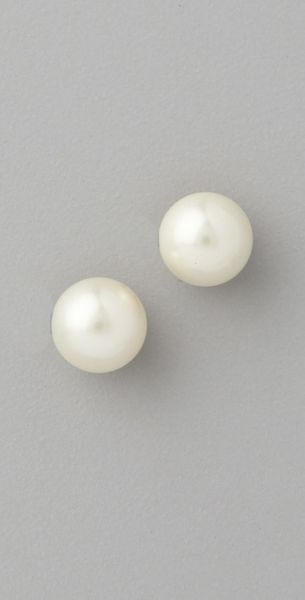 Kenneth Jay Lane Small Glass Pearl Post Earrings - Lyst