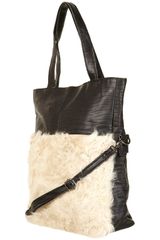 Topshop Leather Shearling Panel Bag